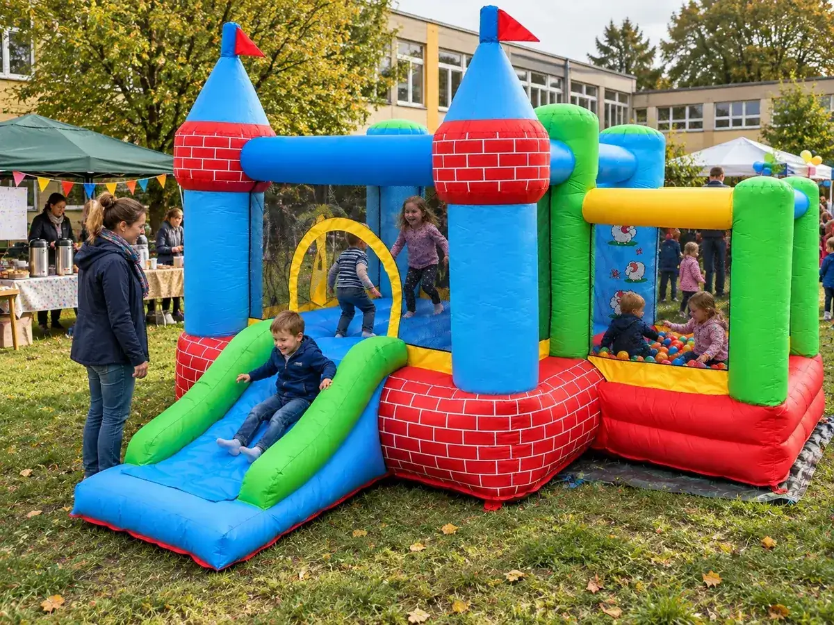 Die Hüpfburg Schloss mit Bällebad für private Familienfeiern in Bielefeld Die Hüpfburg Schloss mit Bällebad – Gestaltungsbeispiel einer Familienfeier